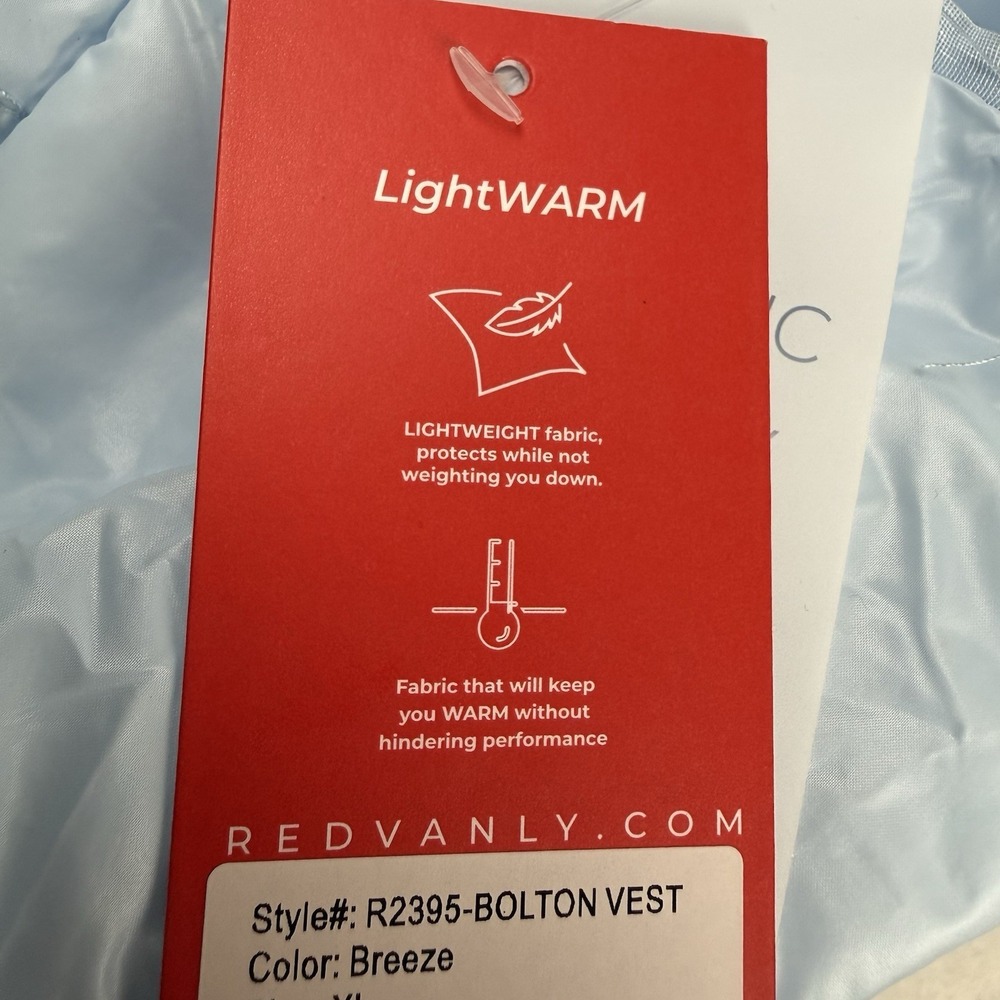 Redvanly Men's Bolton Puffer Full Zip Vest Breeze Blue Size Large New $275.00 - Picture 5 of 11